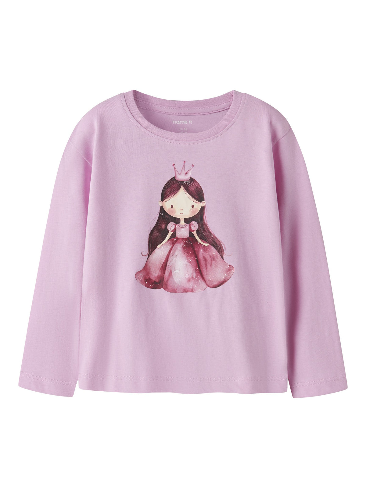 NAME IT Votea Long Sleeve Top in Full Blooming Pink Pink Princess front view