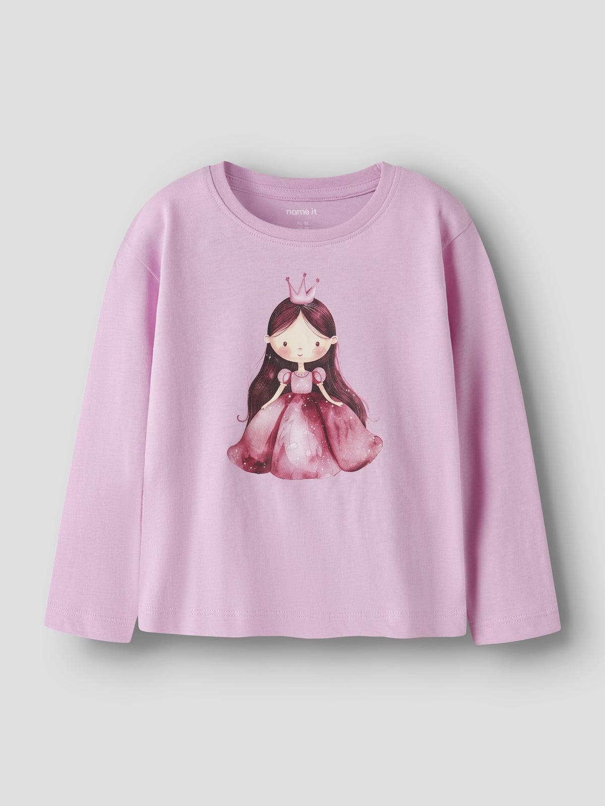 NAME IT Votea Long Sleeve Top in Full Blooming Pink Pink Princess angled view
