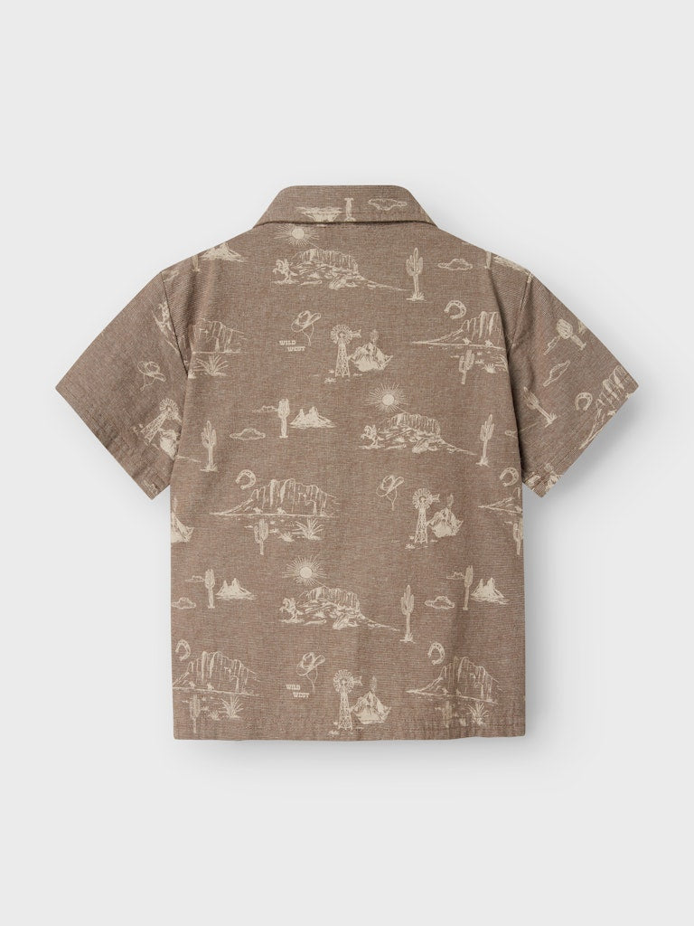 NAME IT Hestern short sleeve shirt in chestnut, back view