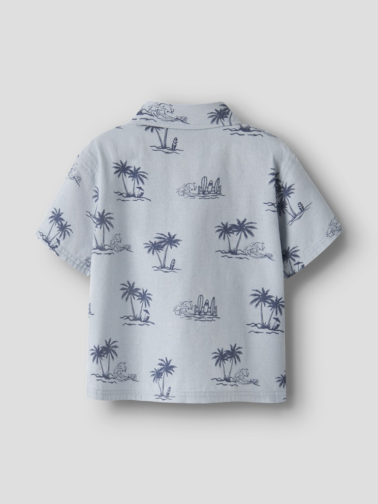 NAME IT Hestern short sleeve shirt in blue fog, back view