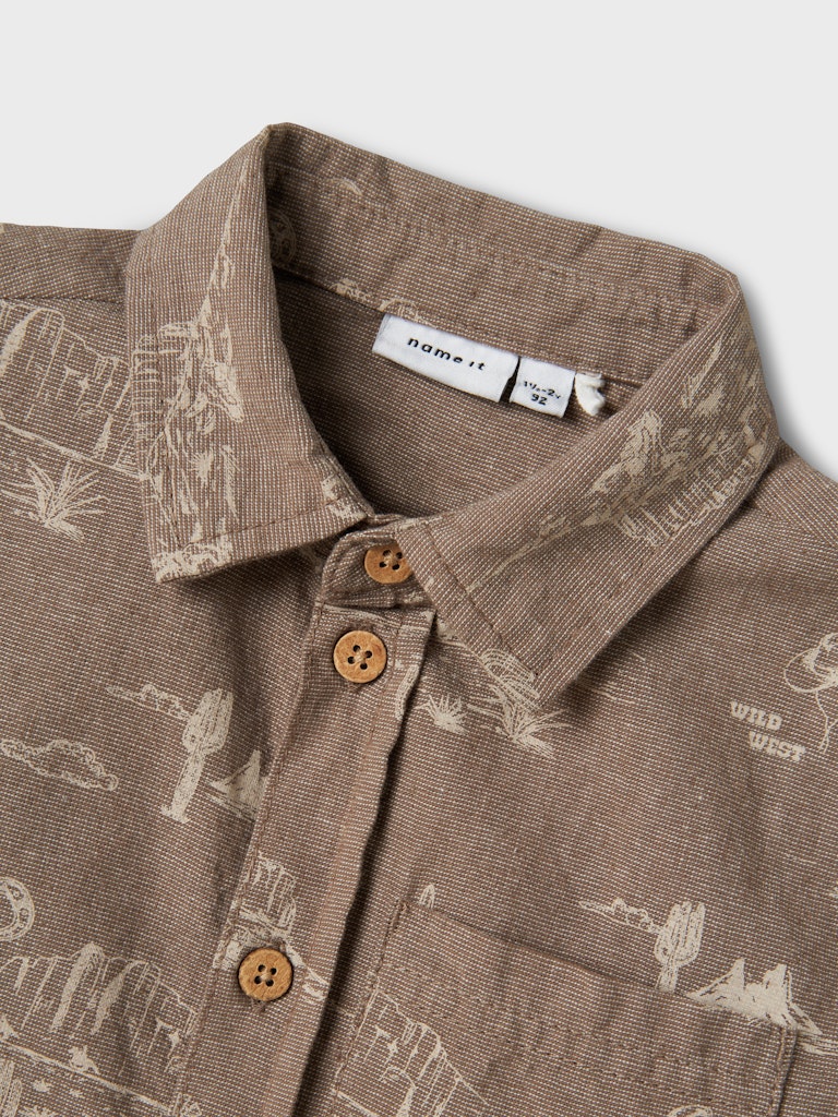 NAME IT Hestern short sleeve shirt in chestnut, front view
