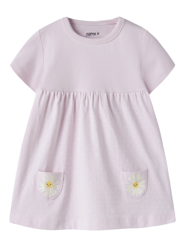 NAME IT Jabelle Short Sleeve Dress Purple Impression model front view