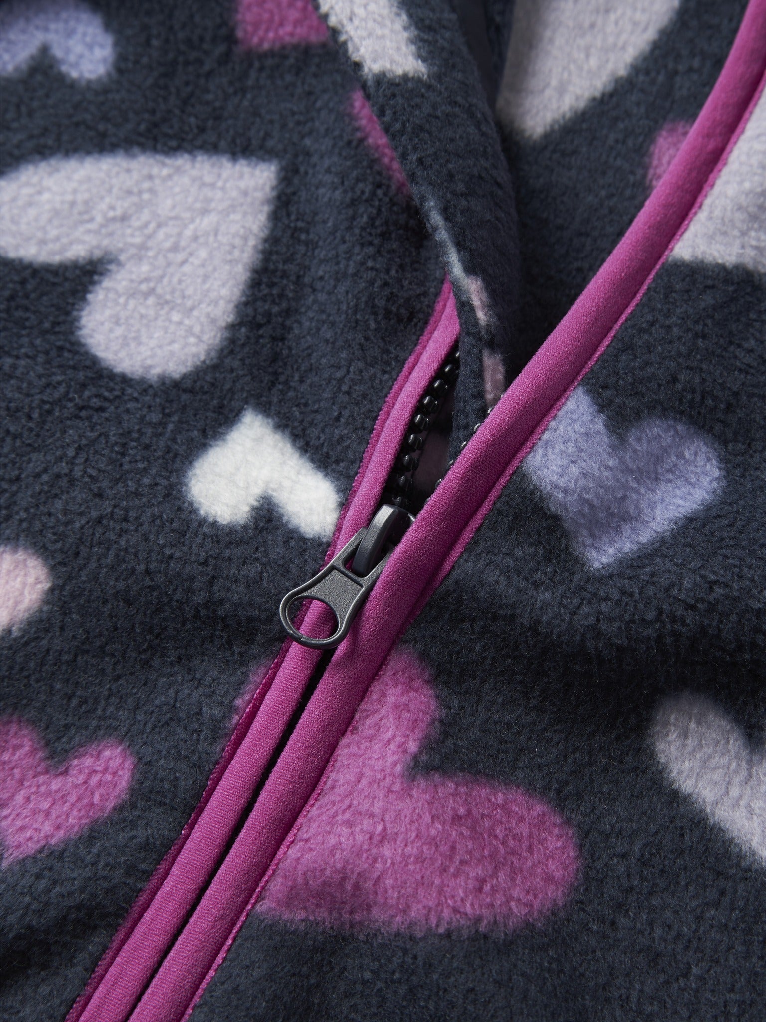 NAME IT Meeko Girls Fleece Jacket - Dark Sapphire zip and collar detail