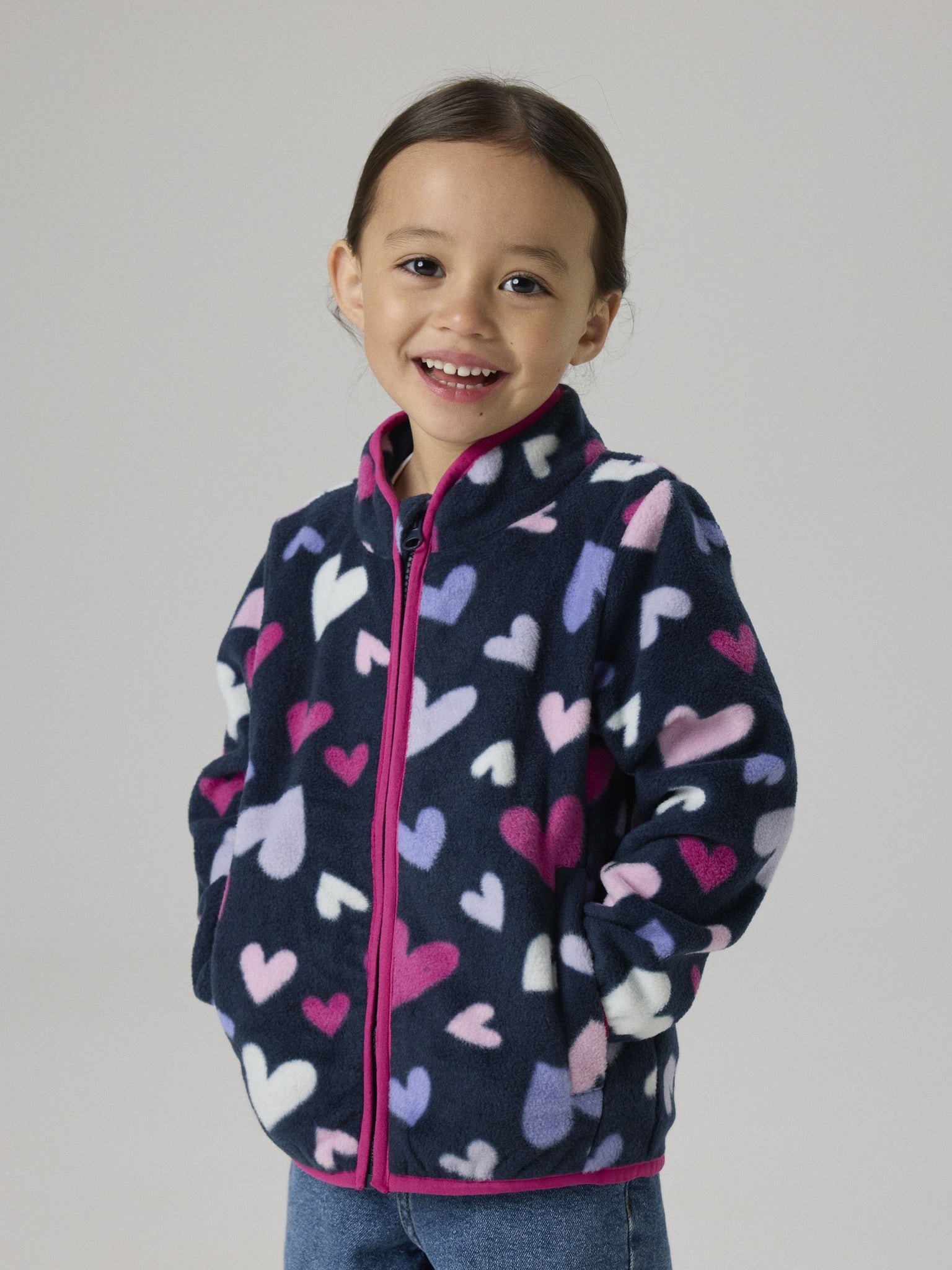 NAME IT Meeko Girls Fleece Jacket - Dark Sapphire front model view