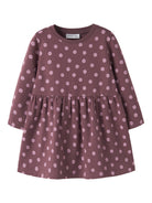NAME IT Davina Long Sleeve Sweatshirt DRESS in Wild Ginger W. LILAS FLOWER front view