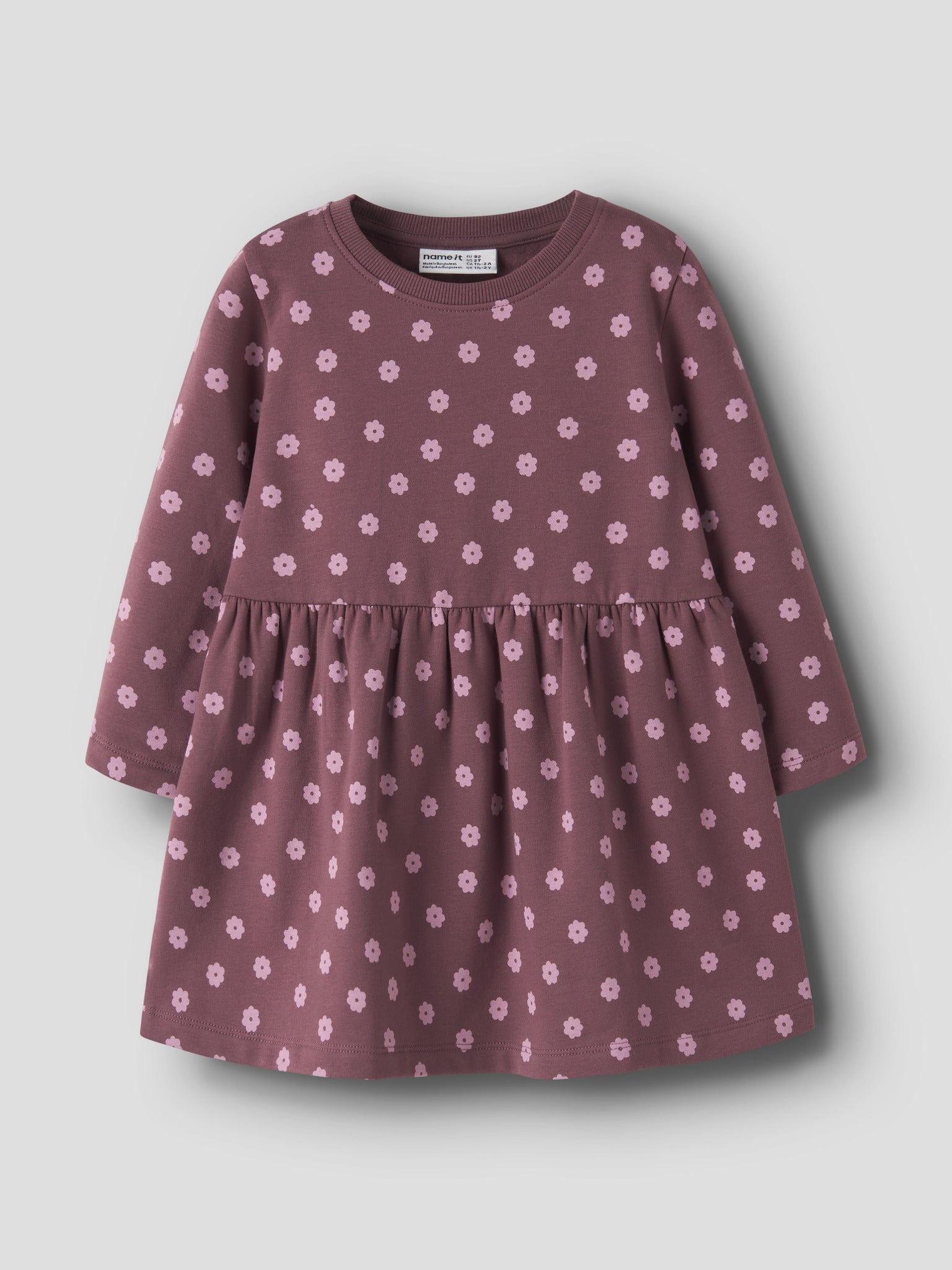 NAME IT Davina Long Sleeve Sweatshirt DRESS in Wild Ginger W. LILAS FLOWER angled view