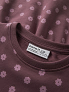 NAME IT Davina Long Sleeve Sweatshirt DRESS in Wild Ginger W. LILAS FLOWER collar detail
