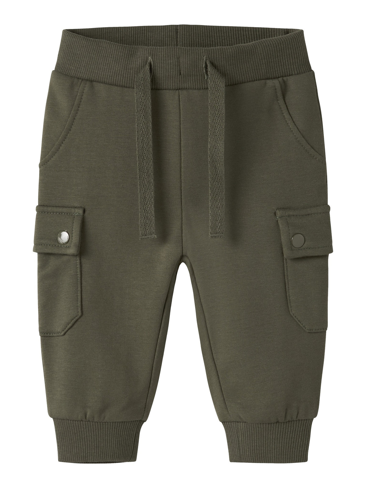 NAME IT Oktav Brushed Sweatpants in Olive Night front view