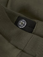 NAME IT Oktav Brushed Sweatpants in Olive Night waistband button detail