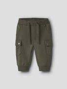 NAME IT Oktav Brushed Sweatpants in Olive Night angled view