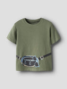 NAME IT Henni Short Sleeve Top Swamp flat front view