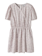 NAME IT Fany Short Sleeve Wrap Dress Cloud Dancer model front view