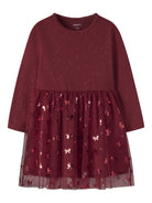 NAME IT Rosally Girls' Dress in Red Dahlia front view