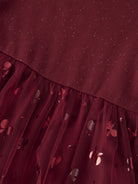 NAME IT Rosally Girls' Dress in Red Dahlia glitter tulle and sequin butterfly detail