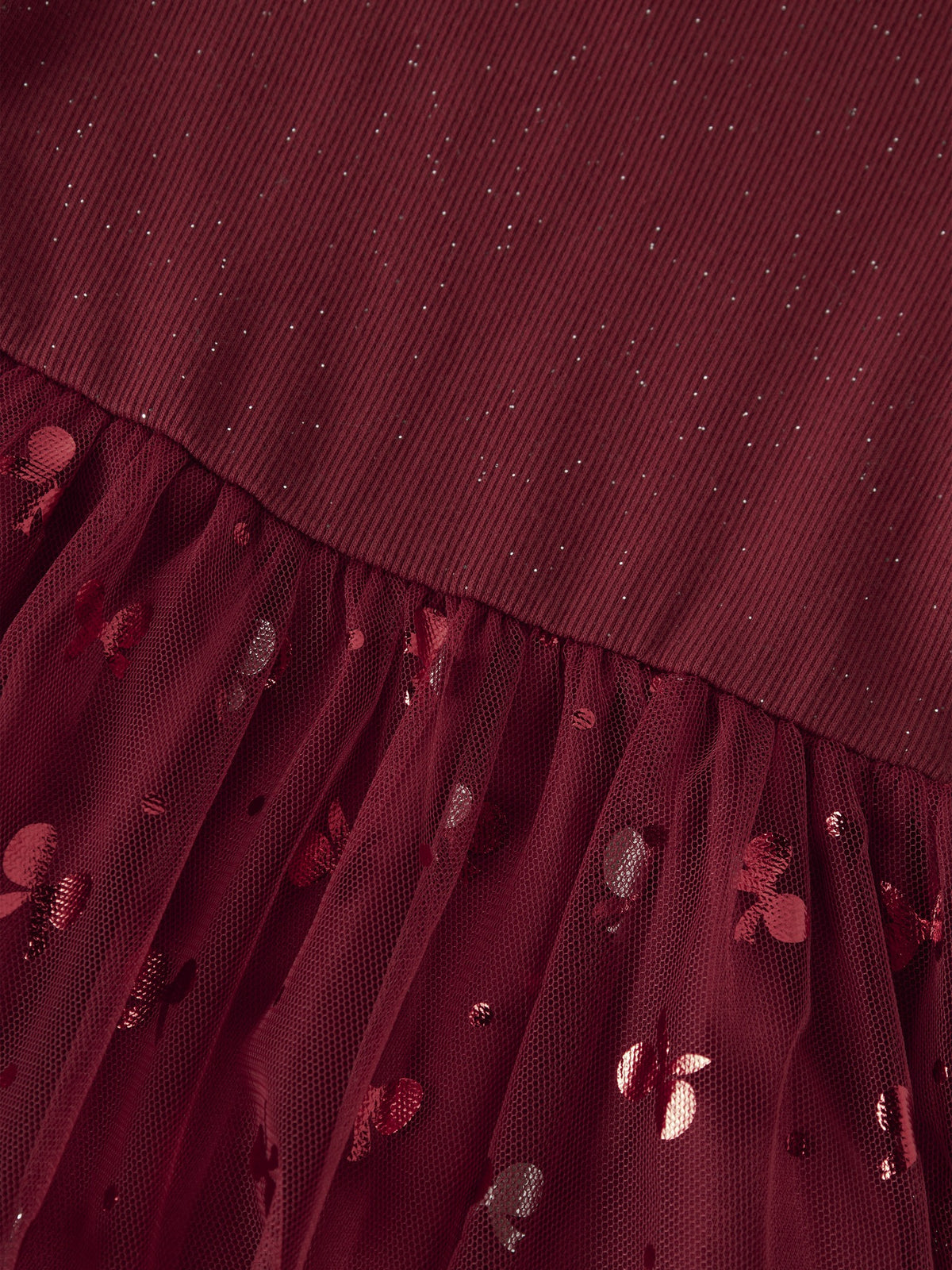 NAME IT Rosally Girls' Dress in Red Dahlia glitter tulle and sequin butterfly detail