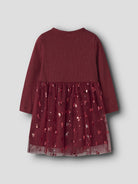 NAME IT Rosally Girls' Dress in Red Dahlia back view