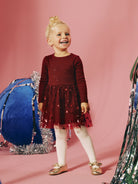 NAME IT Rosally Girls' Dress in Red Dahlia full length view