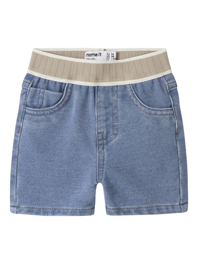 NAME IT Ben Denim Long Shorts in Light Blue Denim front view