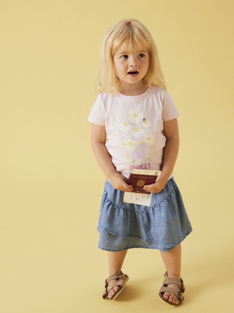 NAME IT Skylar medium blue denim skirt full length model view