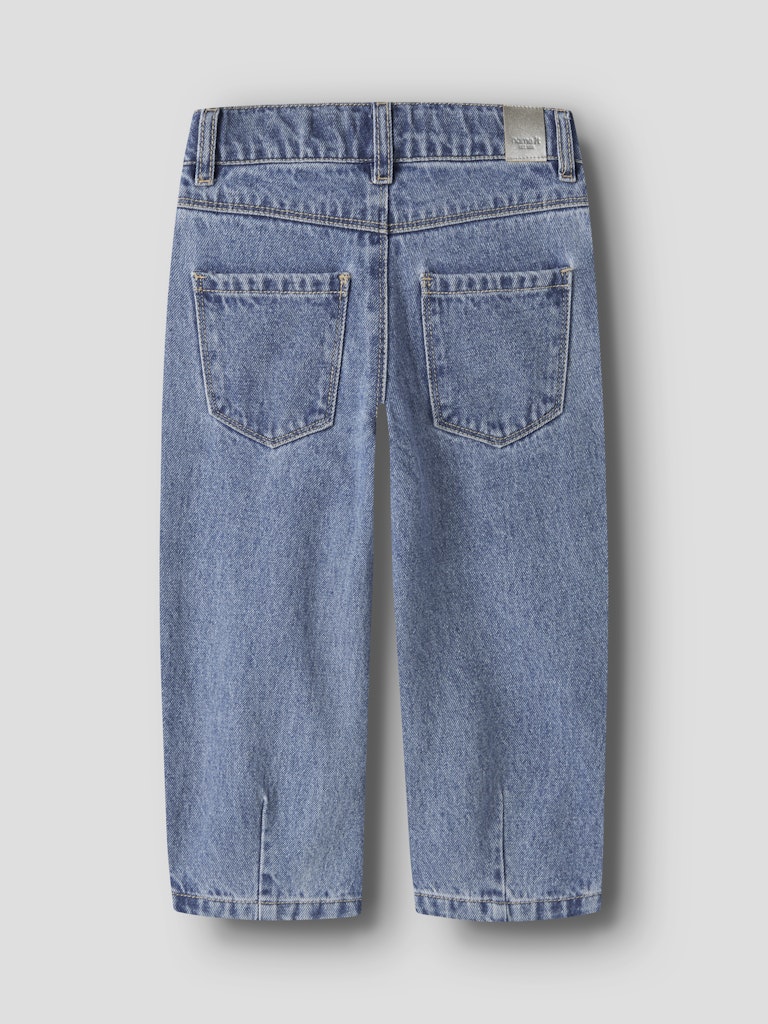 NAME IT Bella Barrel Glitter Jeans in Medium Blue Denim back view