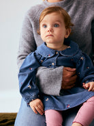 NAME IT Alva Denim Embroidered Dress 5321 -  Medium Blue Denim embroidered collar detail