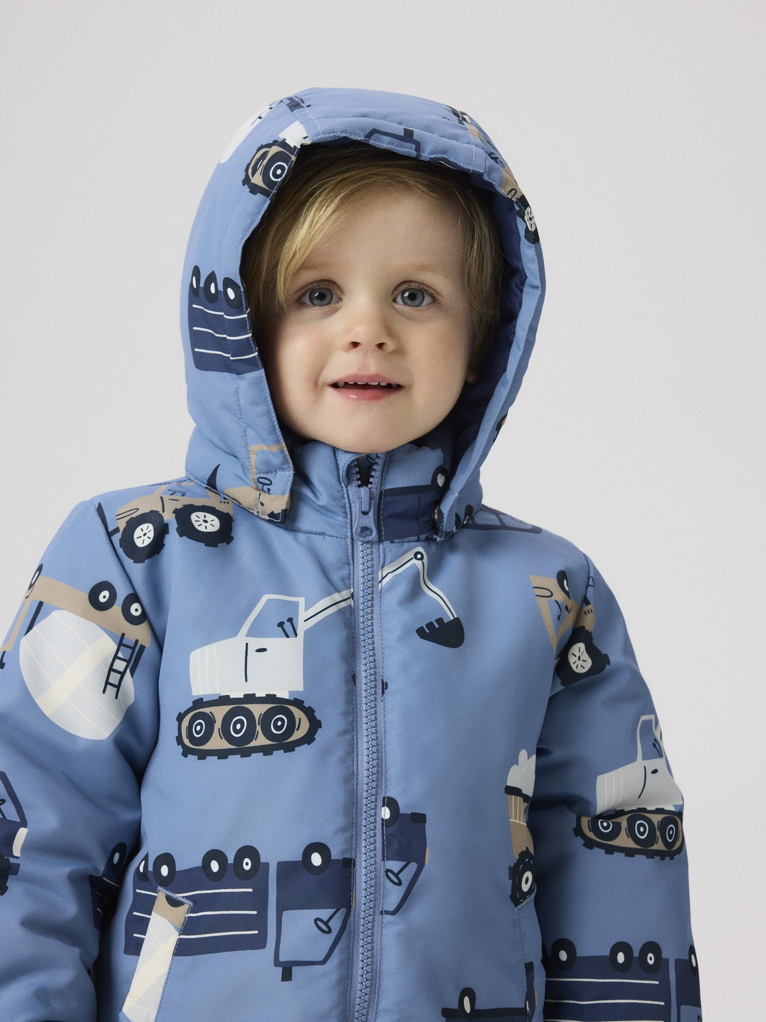 NAME IT Max Padded All Over Print Jacket in Country Blue front model view