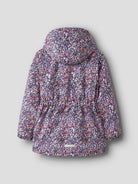 NAME IT girls' Maxi floral padded jacket in Naval Academy back product view