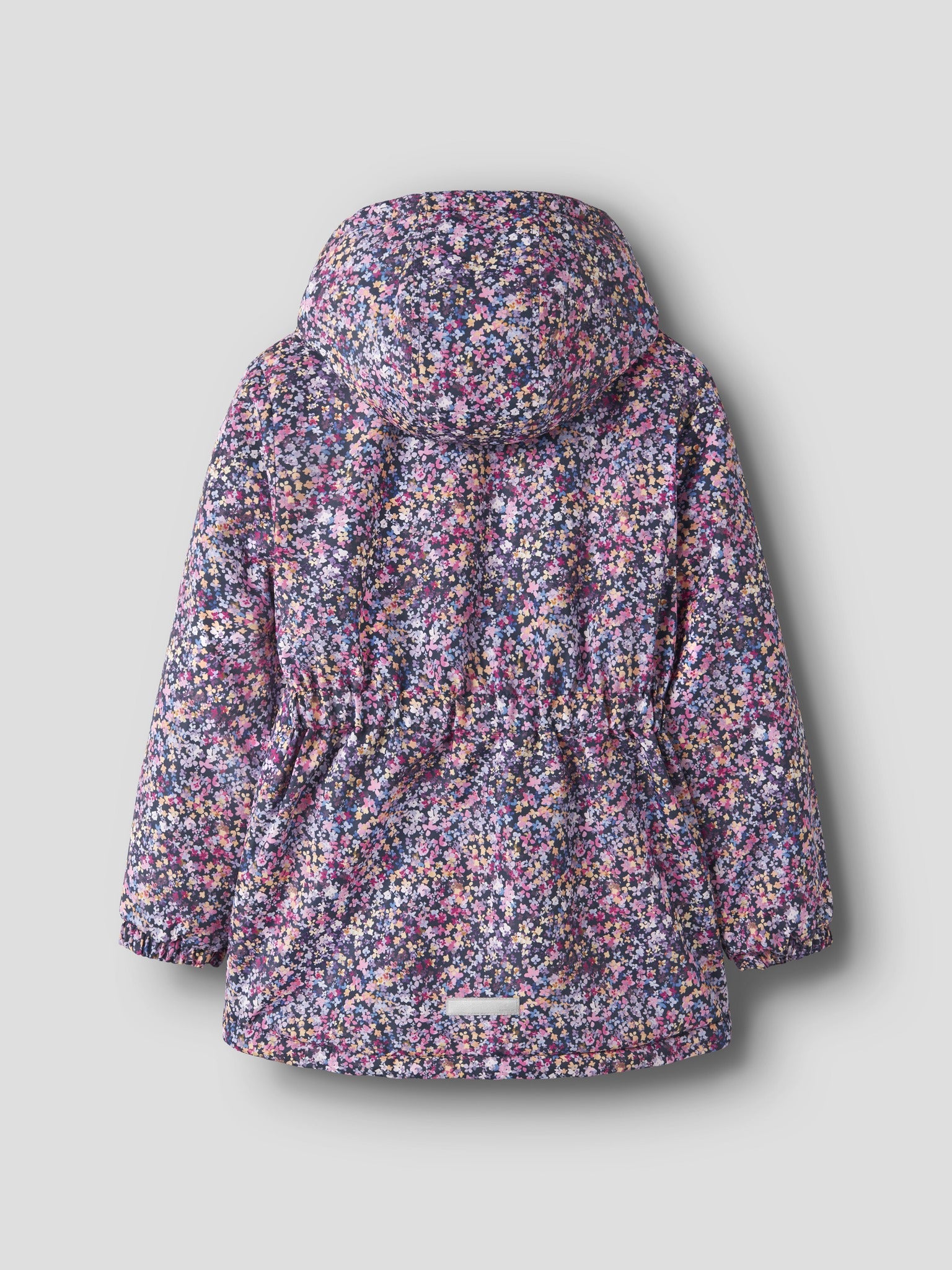 NAME IT girls' Maxi floral padded jacket in Naval Academy back product view