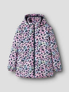 NAME IT Kid Girls' Maxi Floral Padded Jacket-Phalaenopsis-Ghost Front View