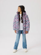 Model View NAME IT Kid Girls' Maxi Floral Padded Jacket-Phalaenopsis
