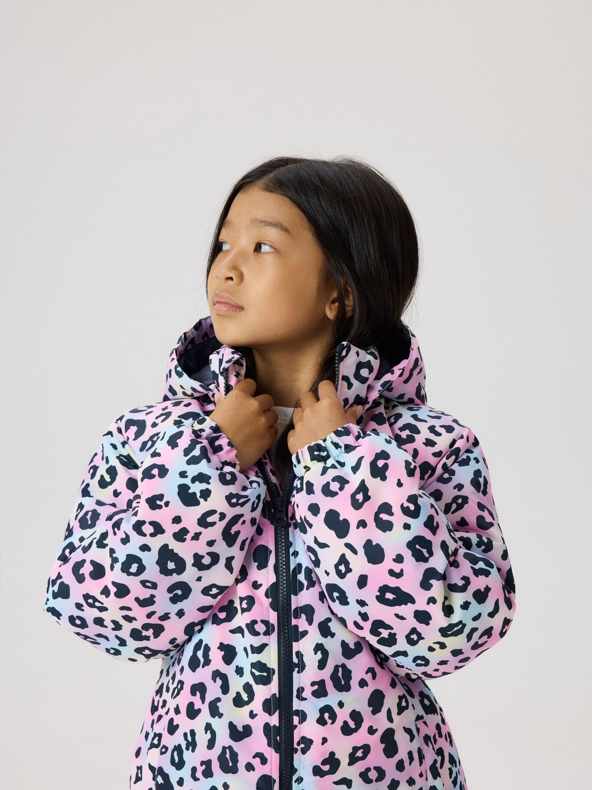 NAME IT Kid Girls' Maxi Floral Padded Jacket-Phalaenopsis-Close Up View