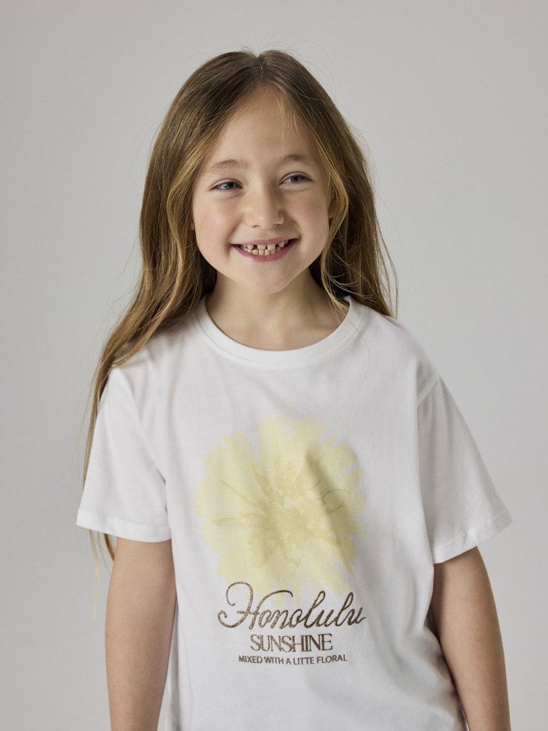 NAME IT Hadia short sleeve tee in Bright White, front view, alternate view