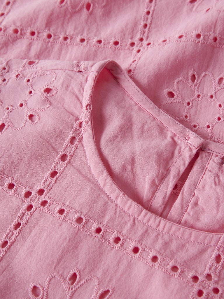 NAME IT Hiba Short Sleeve Pink Dress Pink Drink flat front view