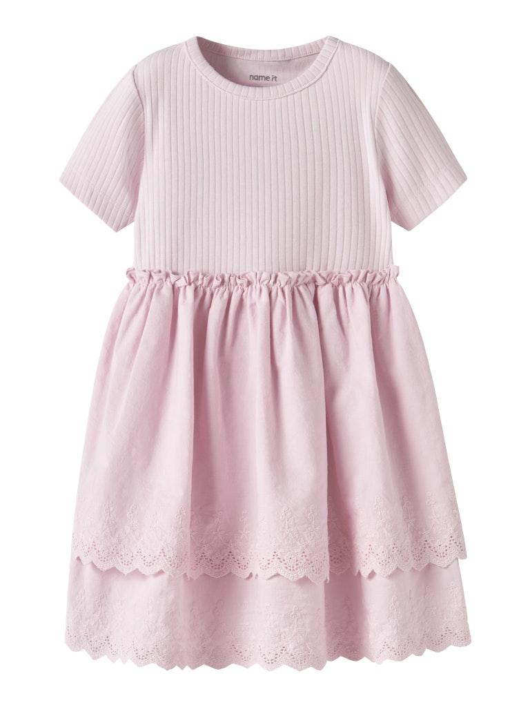 NAME IT Havelle Short Sleeve Dress Cradle Pink front view