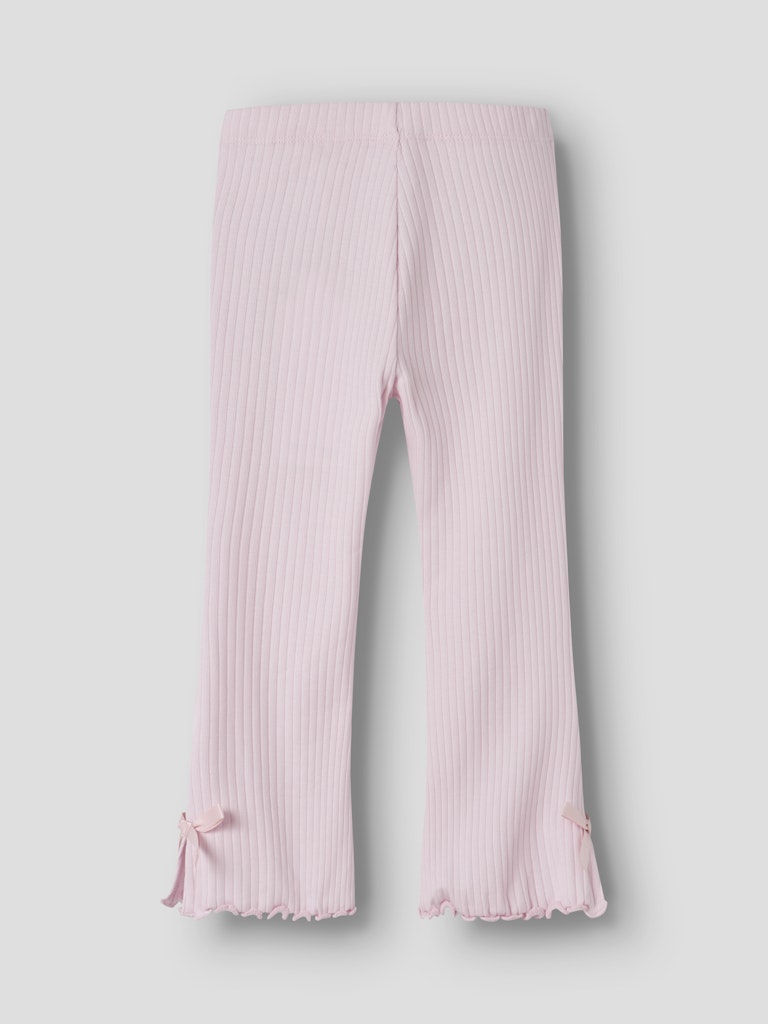 NAME IT Havelle flared leggings in cradle pink, front view, back close-up