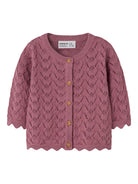 NAME IT Harriet Long Sleeve Knit Cardigan Mesa Rose front view