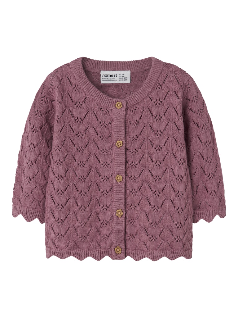 NAME IT Harriet Long Sleeve Knit Cardigan Mesa Rose front view