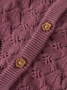 NAME IT Harriet Long Sleeve Knit Cardigan peyote melange flat front view