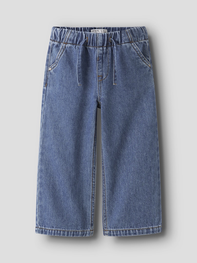 NAME IT Rose WIDE PULL UP JEANS 4446- medium blue denim jeans front view