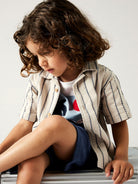 NAME IT Jax Short Sleeve Grey Shirt Chateau Gray STRIPE detail view