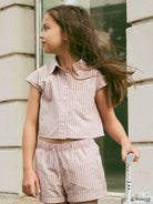 NAME IT Jociko short sleeve shirt in Pink Drink. lifestyle model view
