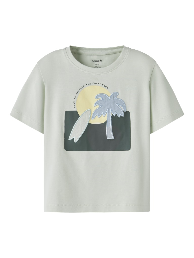 NAME IT James Short Sleeve Top Pale Aqua front view
