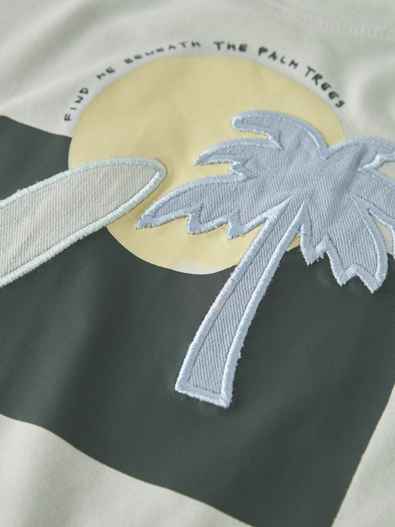 NAME IT James Short Sleeve Top in Pale Aqua graphic detail
