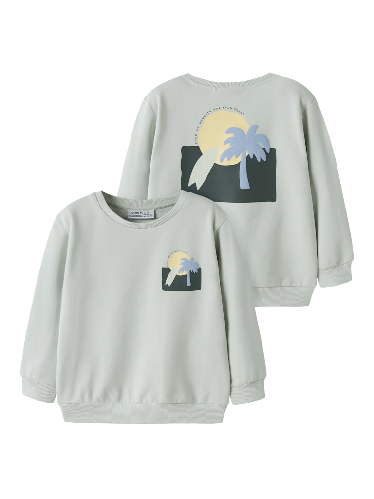 NAME IT Jale sweat in pale aqua front and back view
