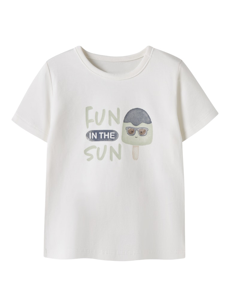 NAME IT Jefrey Short Sleeve Top in Cloud Dancer front view