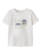 NAME IT Jefrey Short Sleeve Tee Cloud Dancer model front view