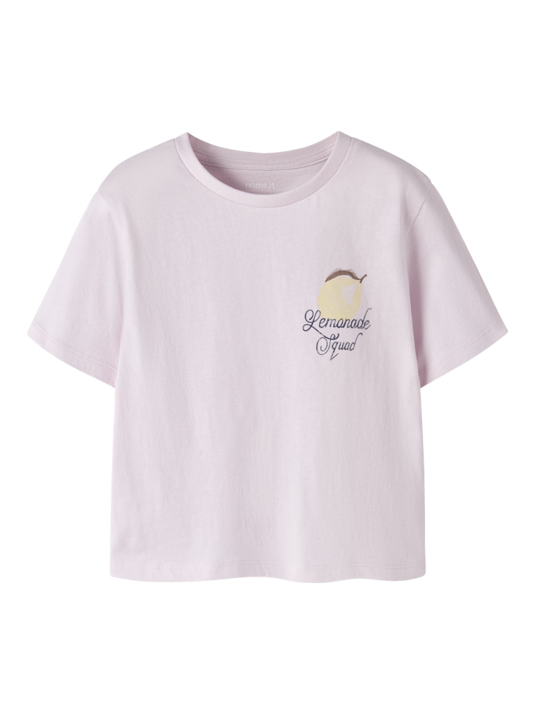 NAME IT Jaysline  cradle pink t-shirt front view with printed text detail