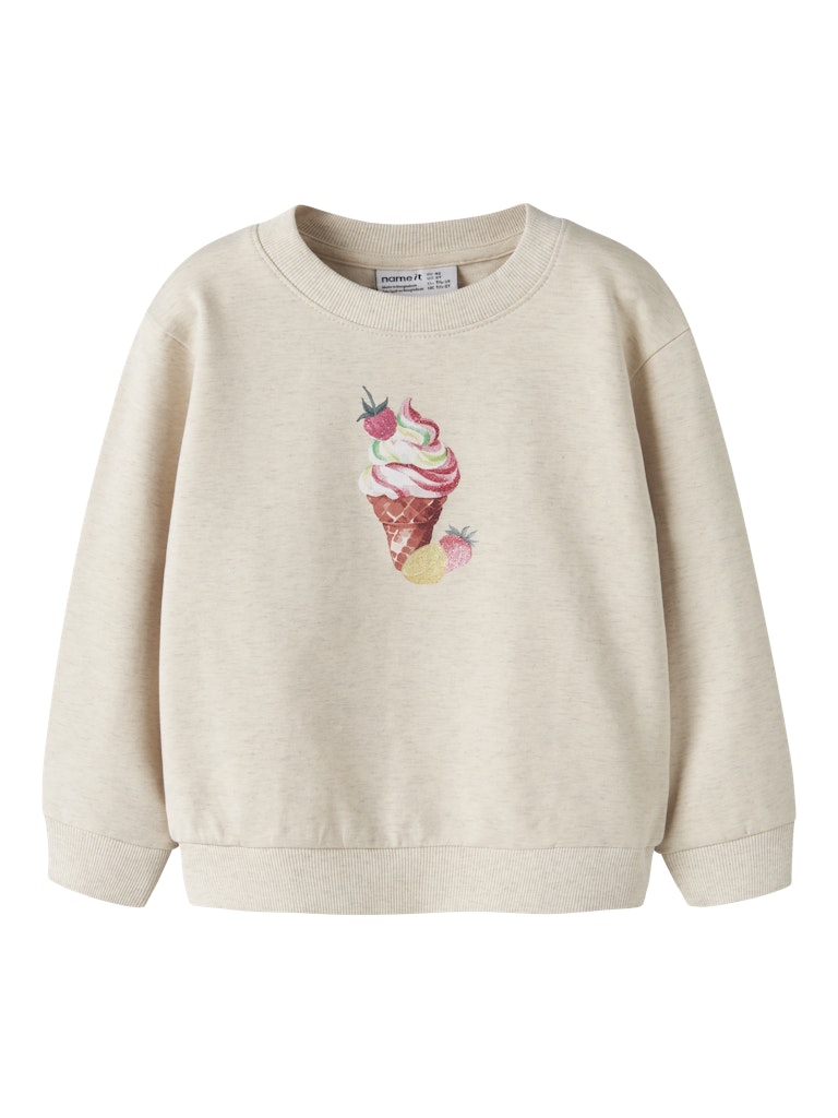 NAME IT Jovina peyote melange sweatshirt front view with ice cream print