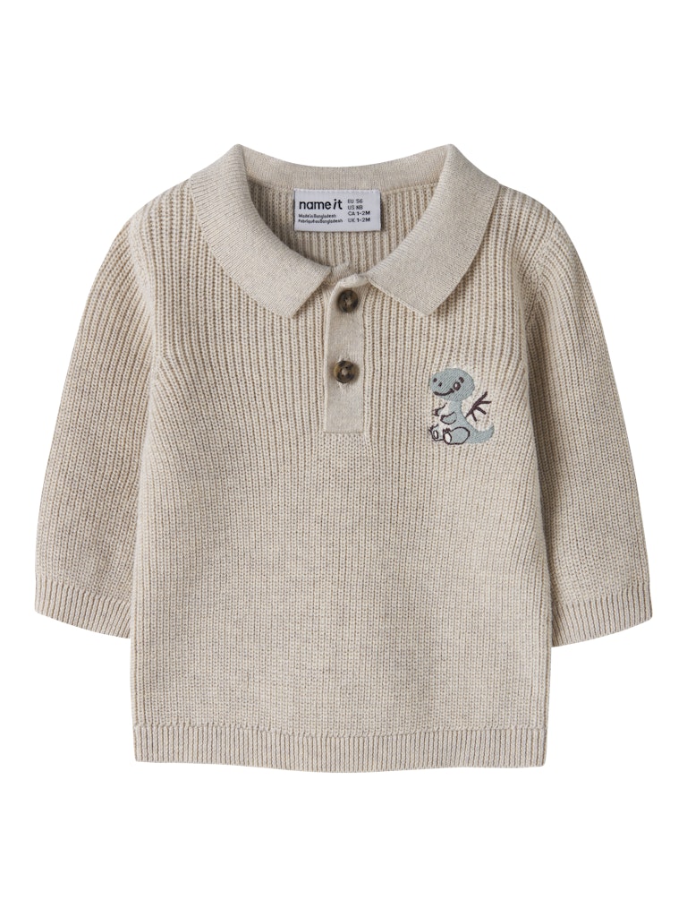 NAME IT Kolla Knit Polo in peyote melange front view