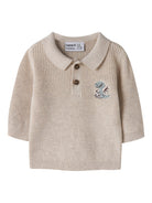 NAME IT Kolla Knit Polo in peyote melange front view